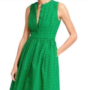 J Crew Kelly Green Eyelet Shirt Dress Size M